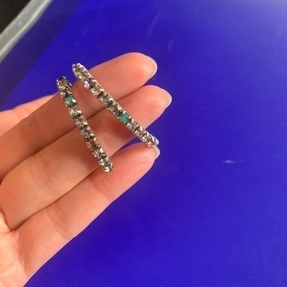 Express Multicolor Rhinestone Hoop Earrings - Picture 4 of 7